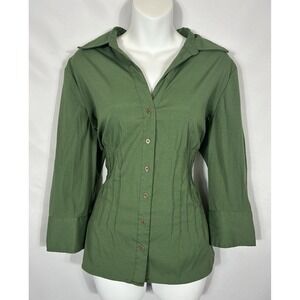 Vintage Collared Button Up Top Size L Green Boho Forest Fairy Grunge Earthy